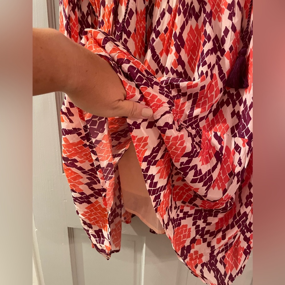 Euc Oliphant Balloon Sleeve Coral Python Tassle D… - image 2